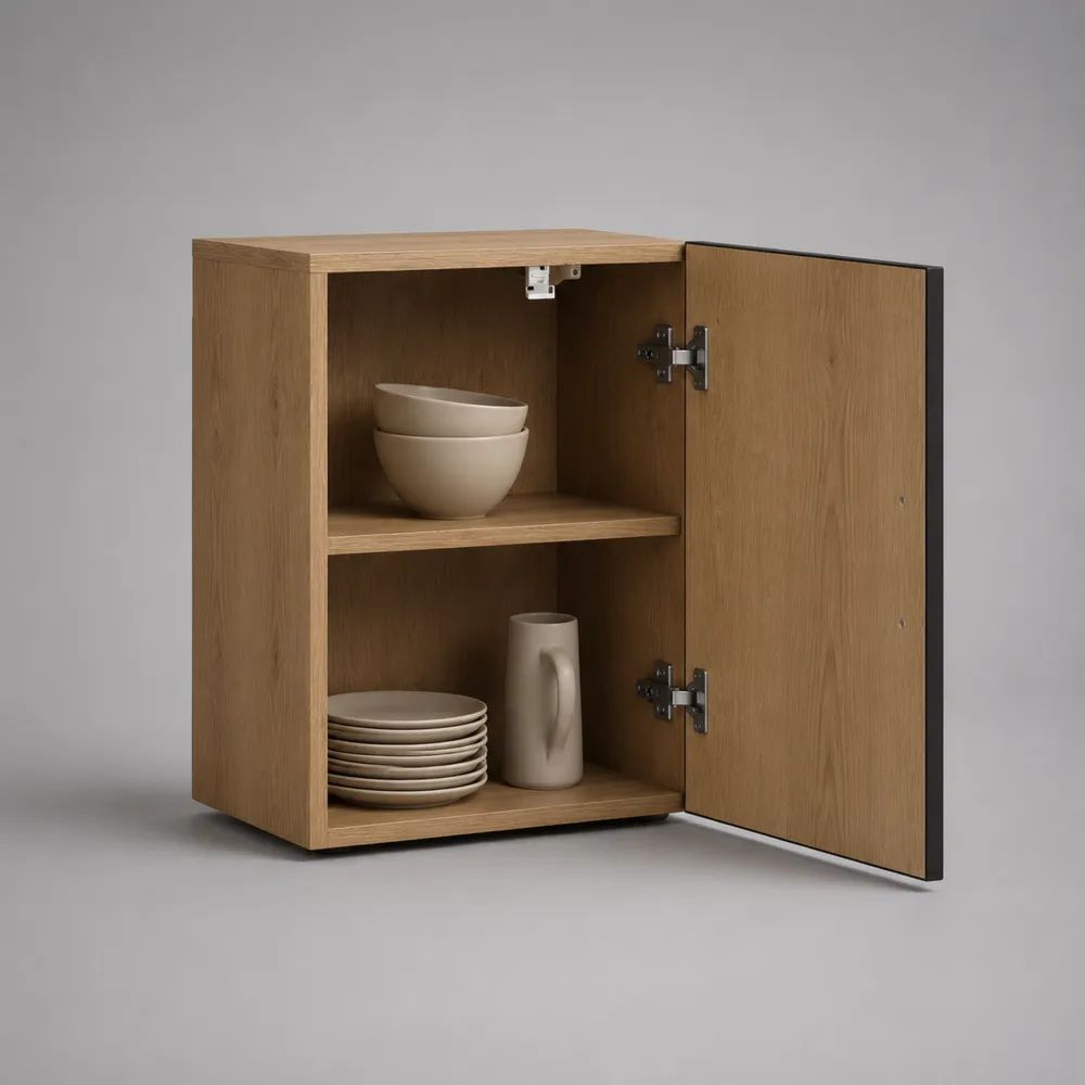 Küchenhängeschrank mit 1 Tür und Einlegeboden, Spanplatte, Eichefarben/Schwarz, 60 × 35 × 80 cm