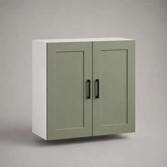 Küchenhängeschrank mit 2 Türen aus MDF und Spanplatte, Salbeigrün/Weiß, 60 × 32 × 72 cm