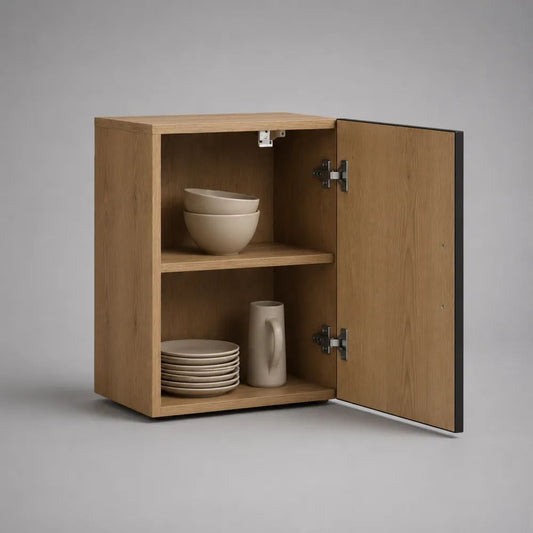 Küchenhängeschrank mit 1 Tür und Einlegeboden, Spanplatte, Eichefarben/Schwarz, 60 × 35 × 80 cm