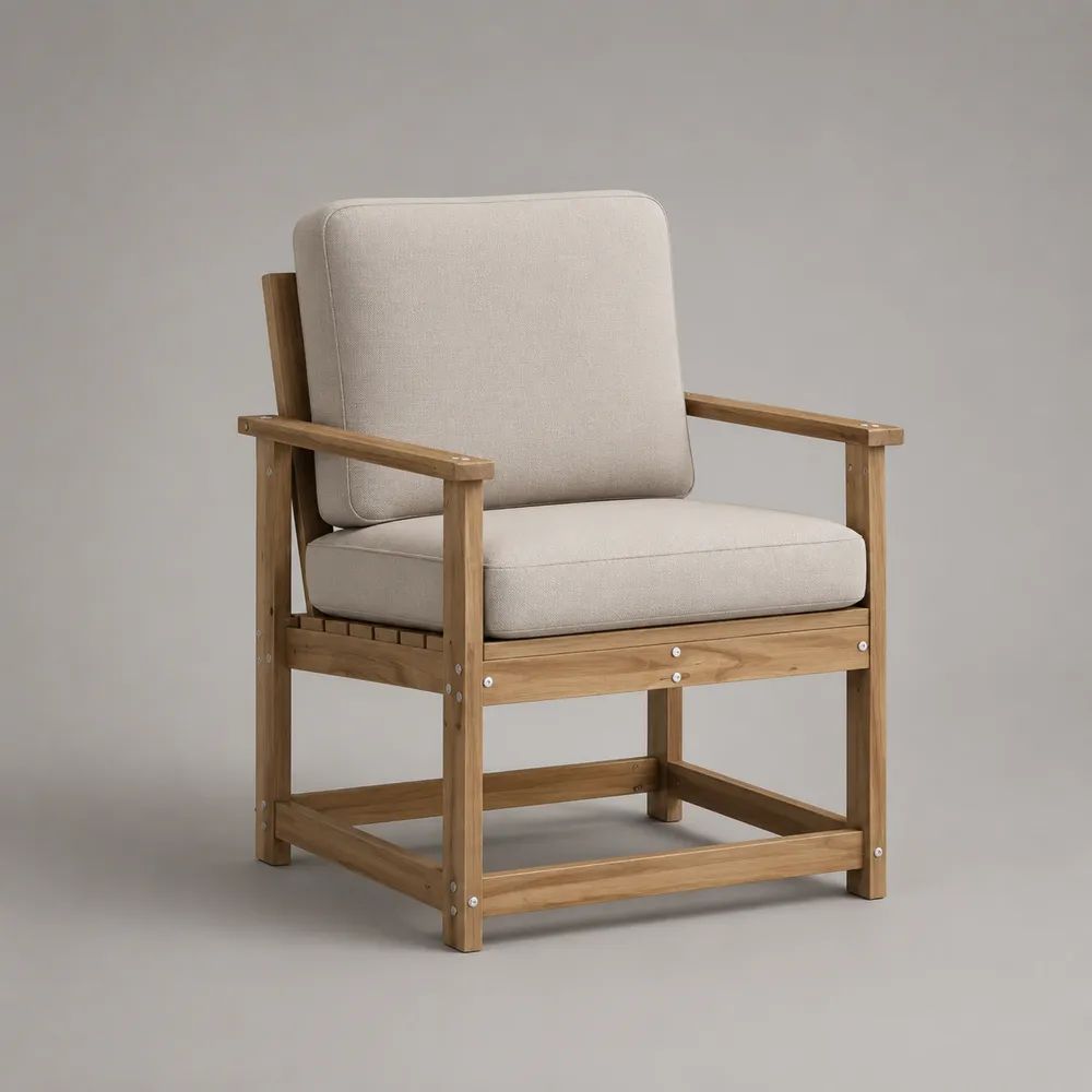 Gartenstuhl mit Armlehnen aus Akazienmassivholz, Natur/Beige, 70 × 74 × 83 cm