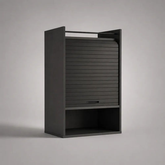 Küchen-Rollladenschrank aus melaminharzbeschichteter Spanplatte, Schwarz, 60 × 100 × 40 cm